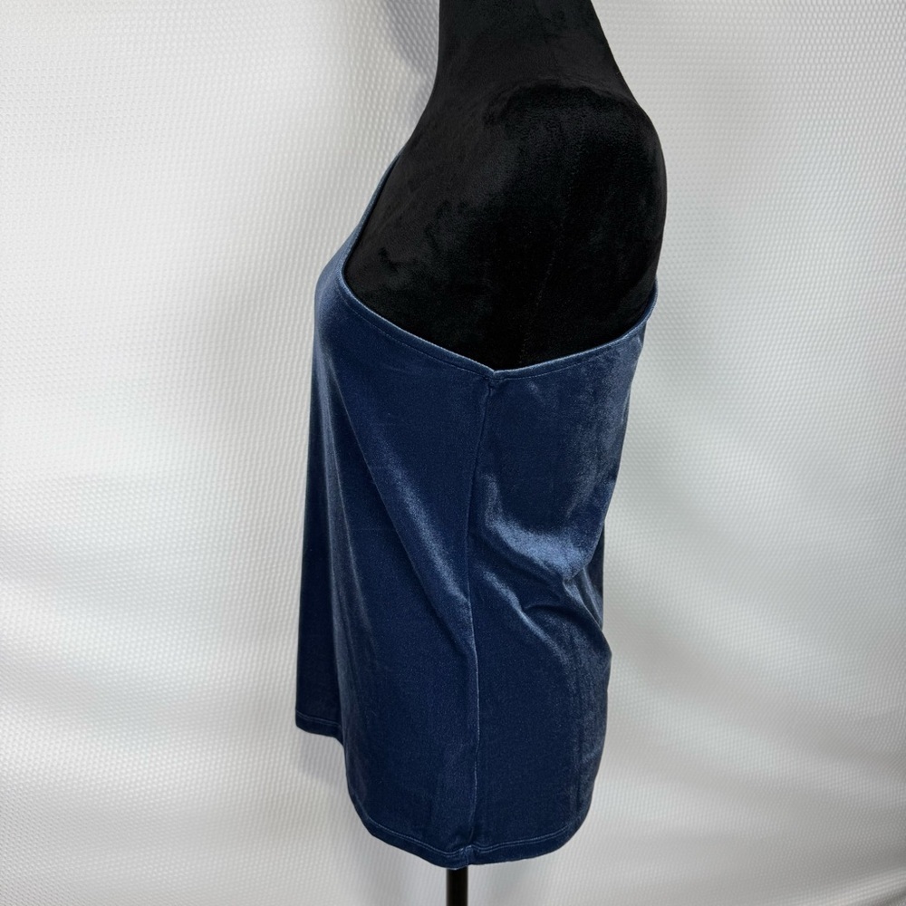 Old Navy Elegant Velvet One-Shoulder Large Blue Top NWT - Picture 2 of 10